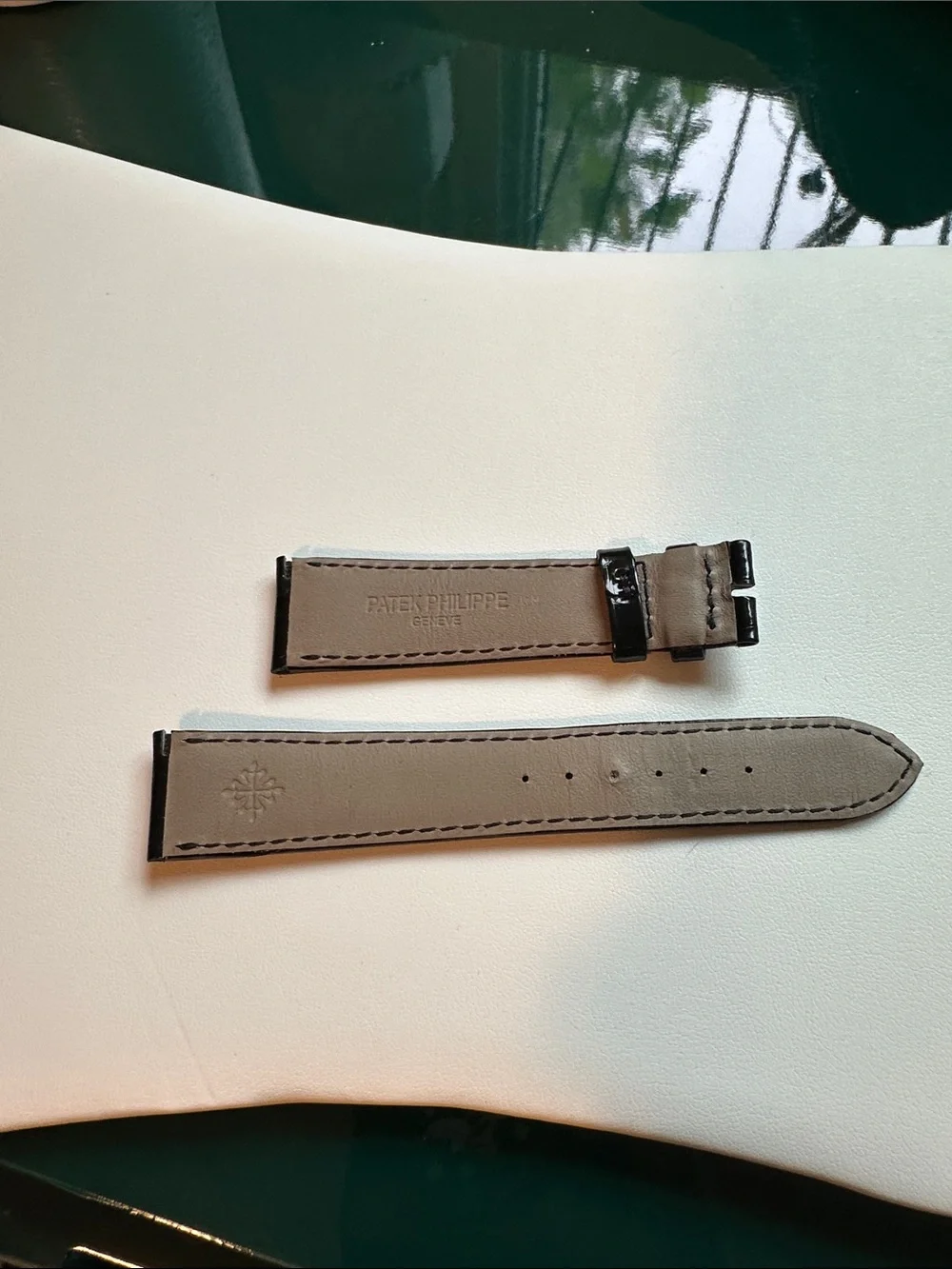 Patek Philippe Glossy Black Crocodile-Style Leather Watch Strap